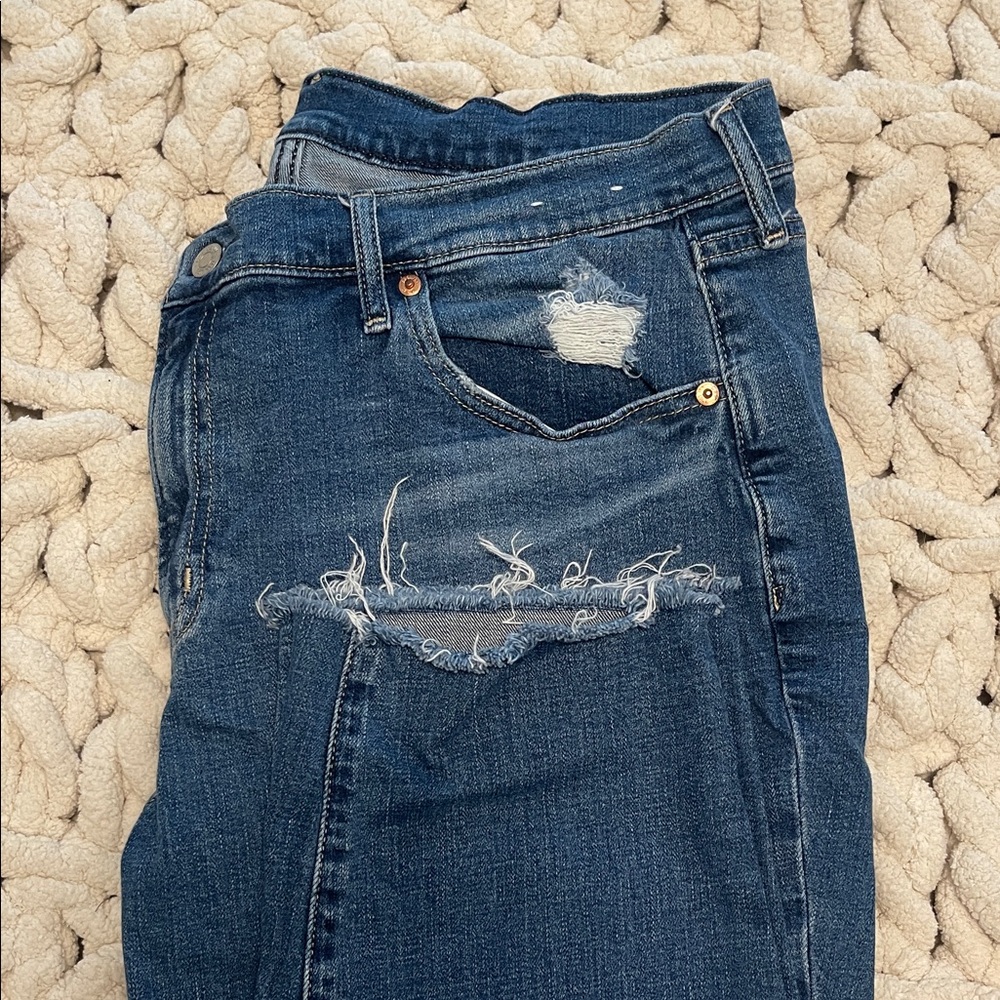 GAP Distressed Dark Blue Skinny Jeans